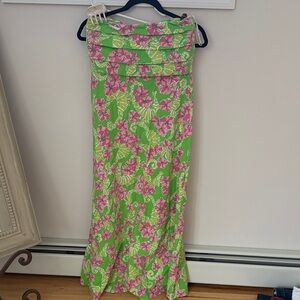 Lilly Pulitzer Strapless Dress in Green and Pink Floral, size small